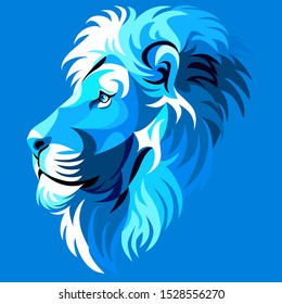 Illustration of lion head, creative design, elegant, blue background. - Vector.