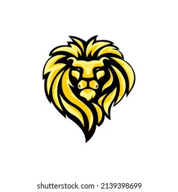 illustration of lion head flat vector logo
