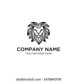 Illustration of Lion head formed from line art as a symbol of power logo design.