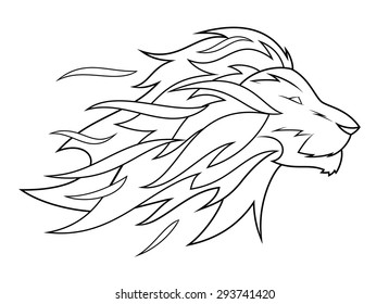 Illustration of the lion head on white background
