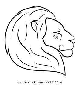 Illustration of the lion head on white background
