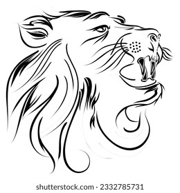 Illustration of a lion head tribal. Perfect for tattoos, logos, icons, stickers and website elements with the theme of wild animals, zoos. 