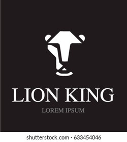 Illustration of lion head, vector isolated on black background, logo concept