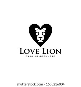 Illustration lion with heart sign abstract modern logo inspiration