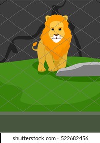 Illustration of Lion inside the Cage 