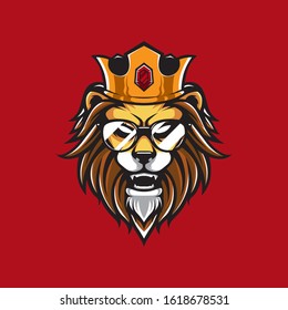 Illustration of Lion King Head, Vector Template Logo
