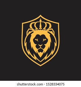 illustration lion king shield logo