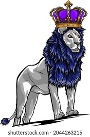 illustration of Lion king. Vector isolated animal.
