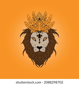 illustration of the lion king wearing a crown, can be used as a logo, icon, mascot, etc.