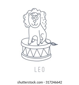 Illustration of the lion (Leo). Part of the set with horoscope zodiac signs. This illustration can be used as a greeting card, poster or print.