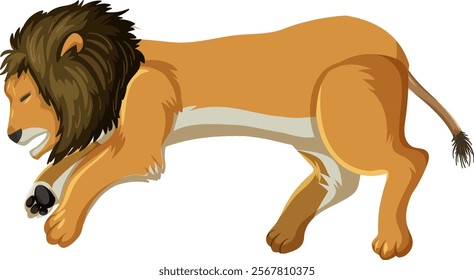 Illustration of a lion lying down peacefully