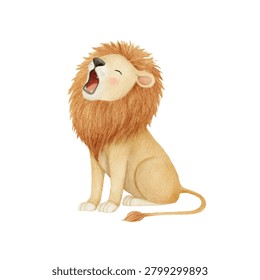 Illustration of lion with mane roaring