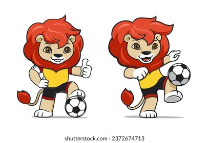 Illustration lion mascot playing football vector