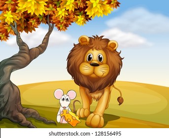 Illustration Of A Lion And A Mouse