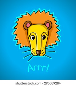illustration of a lion on a blue background