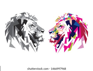 Illustration Lion set. Vector of animals.