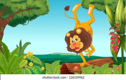 Illustration of a lion showing off