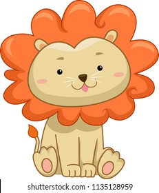 Illustration of a Lion Sitting Down