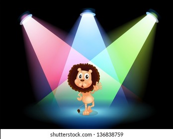 Illustration of a lion in the spotlight