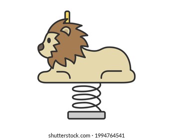 Ilustración de un balancín de primavera de un león.