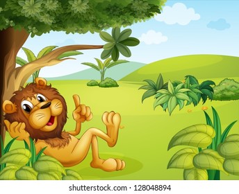 Illustration of a lion taking a rest