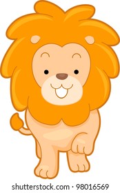 Illustration of a Lion Taking a Walk