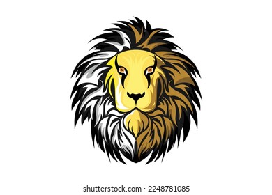 Ilustración del diseño de un vector de león fondo blanco