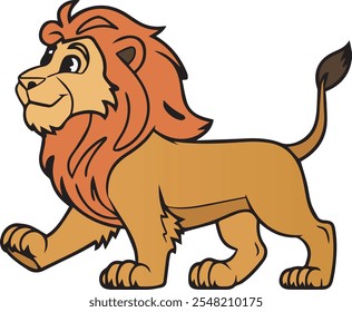 an illustration of a lion walking with pride