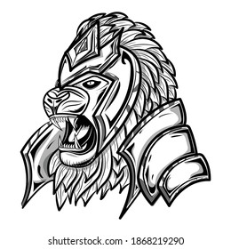 Ilustración de dibujos de vectores de leones para diseños de afiches o ropas
