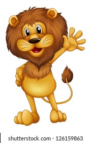 Illustration of a lion waving his hands