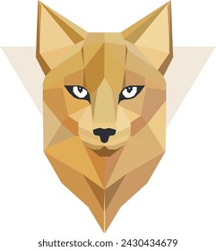 Illustration of a Lioness Head in a Low Poly style on a White Background