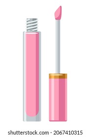 Illustration of lip gloss. Make up item. Beauty and fashion image.