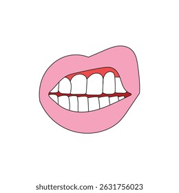 Illustration lip mouth retro unique design