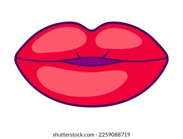 Illustration of lips. Colorful cute icon. Creative symbol in cartoon style.