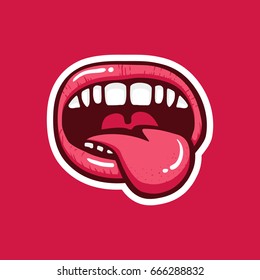 Illustration of lips in the form of a sticker