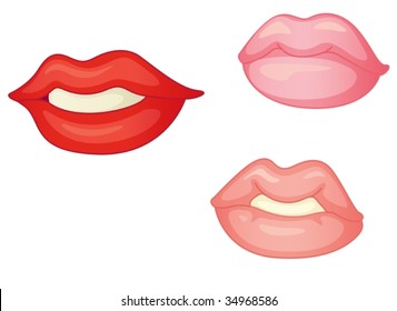illustration of lips on white