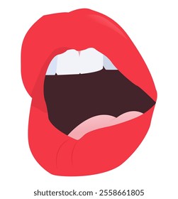 illustration of lips opened and showing a little teeth and tongue, This design is ideal for use in projects related to beauty, health care, communication, or art.