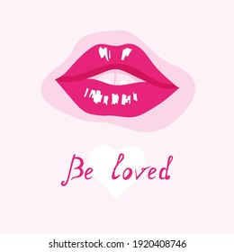 Illustration of lips for a postcard for March 8