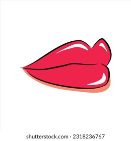 illustration of a lips and A set of red lips with a smile on the bottom and Vector Art illustration template banner design lips and lip vector design download and lip red color and lip set