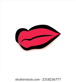 Illustration von Lippen und einer Reihe von roten Lippen mit einem Lächeln auf der Unterseite und Vektorgrafik-Vorlage Banner-Design Lippen und Lippenvektordesign Download und Lippenrot-Lippenset