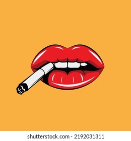 Illustration Lips Smoking Cigarettes Vector Illustration Stock Vector ...