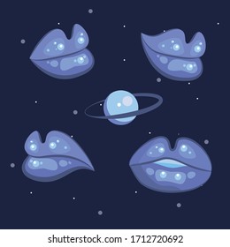 illustration of lips in space  