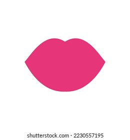 Illustration of lips. Vector icon, symbol isolated on white. Cool sexy pink. Flat silhouette for addition to designs, prints, comics, fashion, pop art, stickers, decoration boards, and backgrounds.
