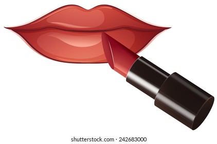 Illustration of lipstick and lips