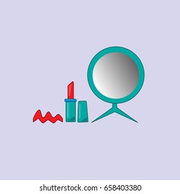 Illustration with lipstick and mirror