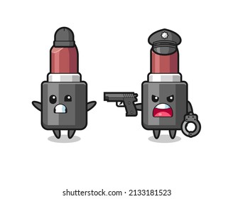 Illustration von Lippenstickerrobber mit von der Polizei gefangenen Handhosen , niedliches Design für T-Shirt, Aufkleber, Logo-Element