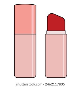 illustration of lipstick. Vector depicting red lipstick 