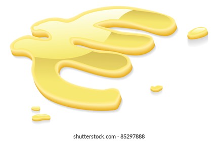 Illustration of a liquid gold metal  Euro symbol