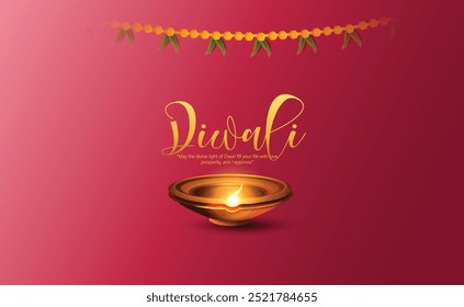 ilustração de um Diya iluminado, simbolizando o festival de Diwali, com um desejo de amor, prosperidade, e lâmpadas Clay Diya iluminadas durante o Diwali, festival hindu de celebração de luzes