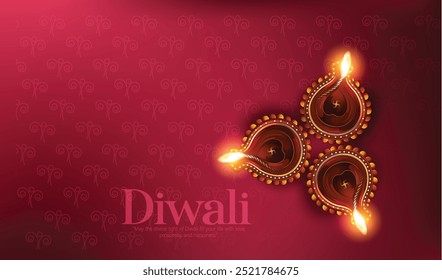 ilustração de um Diya iluminado, simbolizando o festival de Diwali, com um desejo de amor, prosperidade, e lâmpadas Clay Diya iluminadas durante o Diwali, festival hindu de celebração de luzes